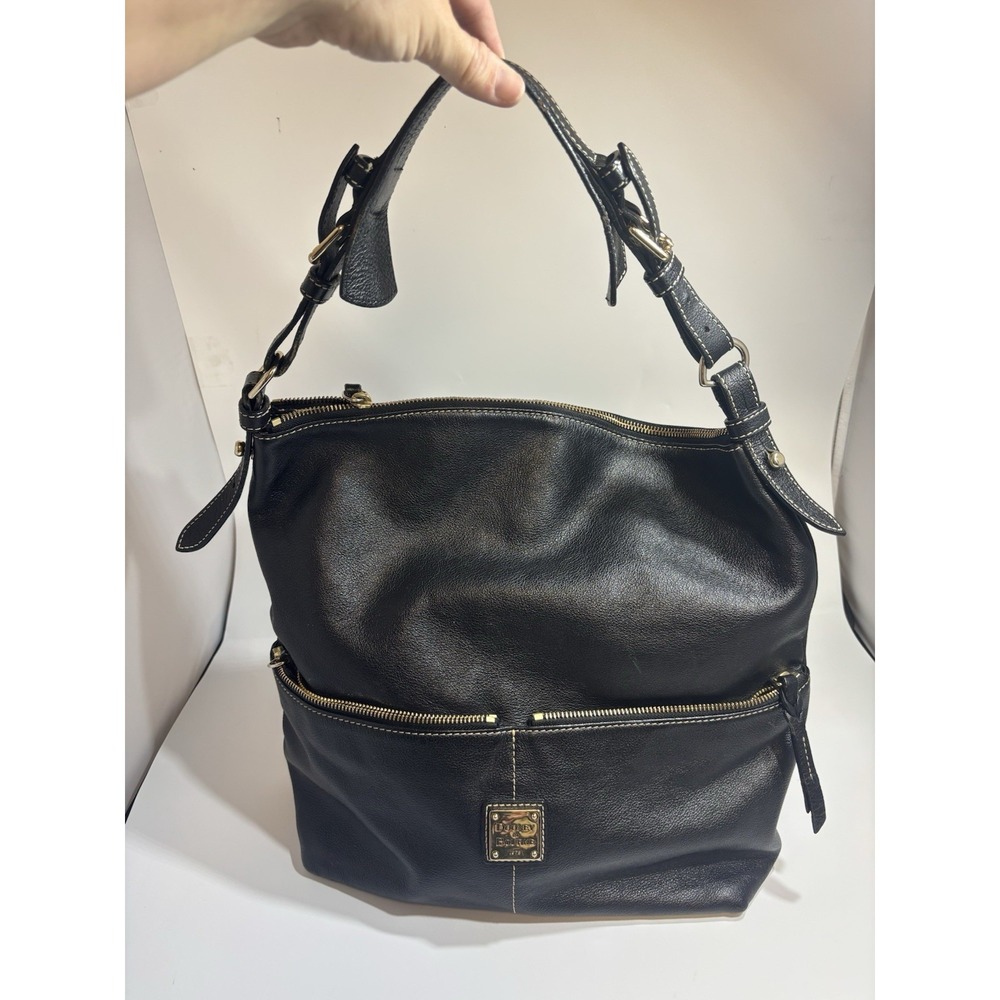 DOONEY and BOURKE Black‎ Pebbled Leather Shoulder Hobo Bag Handbag Purse